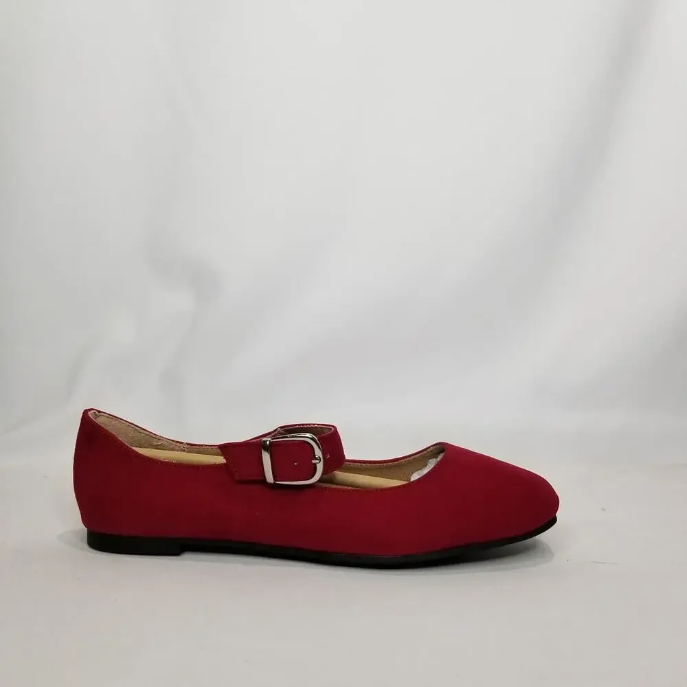 SUN + STONE Youth Girls  Mary Jane Flats Size 5 Red NWT
